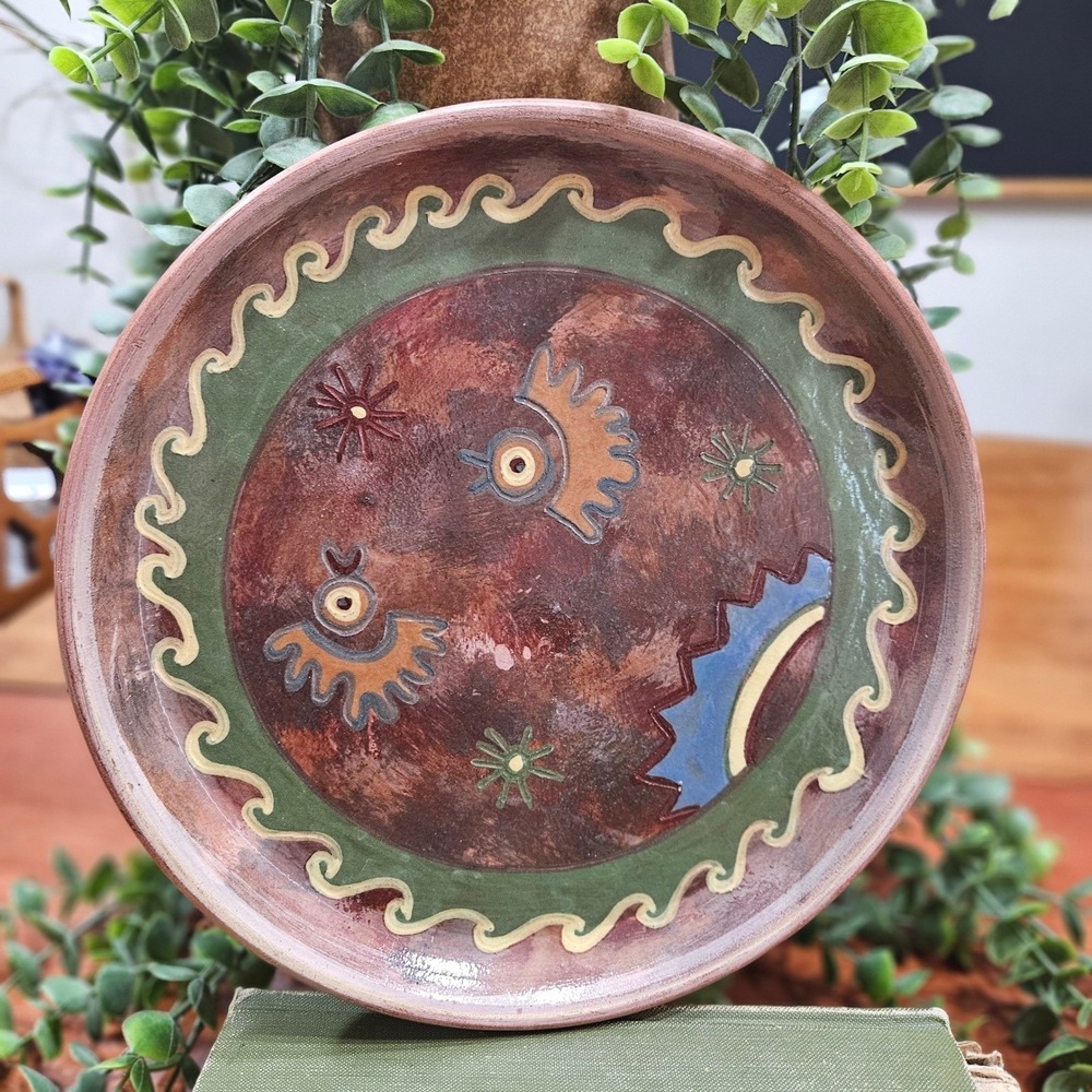 Seminario Urubamba Cusco Peru Pottery Plate Hand Painted Bird Folk Art Ceramic